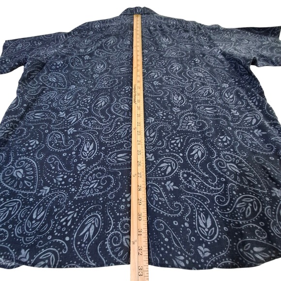 Vintage Polo Ralph Lauren Cambridge Shirt Men's XL Blue Paisley 100% Linen - Picture 6 of 6